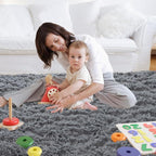 Fluffy Area Rug for Living Room: Grey Rug 5x8 Shag Area Rugs for Bedroom-Shaggy Area Rug,Indoor Ultra Soft Fluffy Plush Carpet for Living Room,Bedroom (5x8 Feet, Gray)