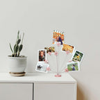 8-Branch Family Tree Picture Frame Holder, Card Photo Clips Holder Desk Stand for Memo Paper Note Photo Christmas Wedding Card Display (Cherry Blossoms)