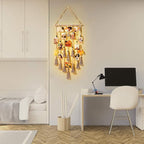 Homecor Hanging Photo Display Wall Decor, Gray Macrame Wall Hanging Boho Room Decor, Picture Frame Collage Board with Remote Light 30 Clips, Bedroom Home Decor, Christmas Mom Grandma Teen Girl Gifts