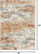 Area Rugs 8x10 for Living Room Bedroom, Modern Abstract Machine Washable Rug, Large Soft Low Pile Floor Cover with Non Slip Backing for Dining Room, Orange Green