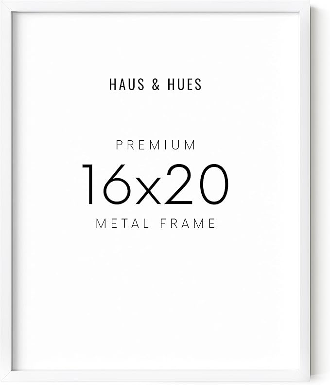HAUS AND HUES White 16x20 Picture Frame - Modern Aluminum Wall Art Display - Minimalist, Lightweight 16x20 White Frame for Art Prints, Photos, Posters - Ready-to-Hang Vertically & Horizontally