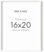 HAUS AND HUES White 16x20 Picture Frame - Modern Aluminum Wall Art Display - Minimalist, Lightweight 16x20 White Frame for Art Prints, Photos, Posters - Ready-to-Hang Vertically & Horizontally