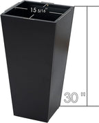 Kozyard 15.4" x 15.4" x 30" Tall Taper Black Metal Planter Flower Plant Pot Indoor Outdoor Planters Steel Flower Pot All-Weather Use with 2 Partition Panels for for Trees, Plants Flowers