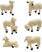 Miniature Garden Figurines Set of 6 Sheep Statues - Outdoor Decor Art for Fall Winter - Patio, Lawn, Yard Decoration - Housewarming Gift (Sheep)