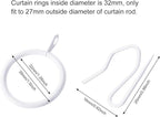 Hotop 30 Pcs Metal Drapery Curtain Rings 0.98/1.26/1.65 inch Interior Diameter and 30 Pcs Hanging Curtain Drapery Pin Hooks for Window Door Shower(32 mm,White)