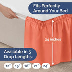 Wrap Around Dust Ruffle Bed Skirt - Coral - for Full Size Beds with 24 Inch Drop - Easy Fit Elastic Strap - Adjustable Pleated Bedskirt w/Brushed Fabric - Wrinkle Free - for Women, Men, Kids & Teens