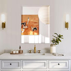 Mirrorons Beveled Mirror, Bathroom Mirrors for Wall 24" x 32", Frameless Rectangle Bathroom Mirror with Beveled Edge, Hangs Horizontally or Vertically, Upgraded Packing