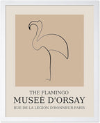 Poster Master Vintage Poster - Retro Minimalist Print - Gift for Artist, Housewarming - Flamingo, Line Drawing, Sketch, Abstract - Wall Decor for Living Room, Bedroom, 8x10 White Framed