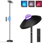 LED Floor Lamp with RGB Galaxy Projector, 18W Double Sided Corner Light Rotatable, Dimmable Standing Lamp with Remote, Black Modern Lamp for Living Room, Bedroom, Kids Room, Gaming B14LD05