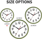 AKCISOT Wall Clock 8 Inch Silent Non-Ticking Modern Clocks Battery Operated - Analog Small Classic for Office, Home, Bathroom, Kitchen, Bedroom, School(Olive Green)