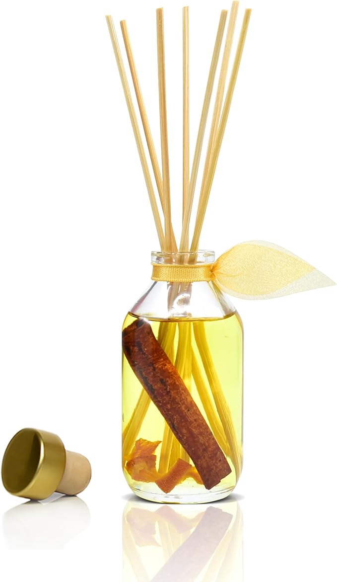 LOVSPA Reed Diffuser Set, Spiced Pomander Scented Oil Diffuser with Sticks, Home Fragrance Accessories for Bathroom Shelf Decor, Aroma Diffusers for Home or Office Desk, USA Made