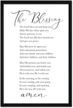flowtorely The Blessing Bible Verse Wall Decor 24"×16" May The Lord Bless You And Keep You Sign Christian Scripture Large Wooden Framed Wall Hanging Art (Black)