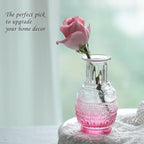 Bud Vases Set of 12,Glass Bud Vases in Bulk,Small Flower Vases for Centerpieces,Mini Vintage Vase for Wedding, Home Table Decor,Christmas,Party Decoration,Pink