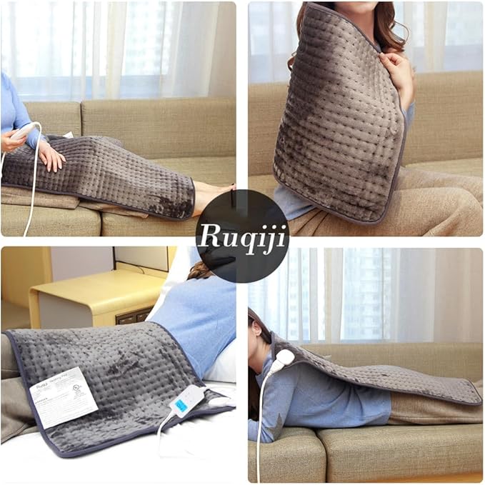Ruqiji 17''x33'' XXXL King Size Heating Pad with 10 Temperature Settings, Pain Relief for Back/Neck/Shoulders/Menstrual Pain/Leg Cramp Christmas Gifts for Women Men Mom Dad (Dark Grey)
