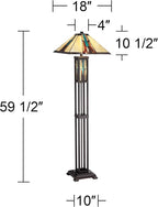 Robert Louis Tiffany Ranier Mission Tiffany Style Standing Floor Lamp with Night Light LED 59.5" Tall Bronze Copper Multicolored Stained Art Glass Shade Decor for Living Room Reading House Bedroom