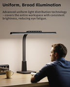 LED Desk Lamp for Home Office with Base, Dimmable Eye-Caring Computer Light with Memory & Timer Functions, Flexible Gooseneck Touch Control Architect Desk Light for Reading, Study, Workbench (Black)