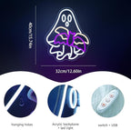 WLHOPE Ghost Bat Halloween Decor Neon Sign Dimmale Neon Lights For Wall Decor Led Lights For Halloween LED Signs Bar Man Cave Club Party Bedroom Game Room Decoration Gifts USB Powered 12.6x15.74in