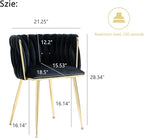 Nrizc Woven Dining Chairs Set of 6, Velvet Upholstered Dining Chairs with Gold Metal Legs, Modern Accent Chairs for Living Room, Dining Room, Kitchen (Black)