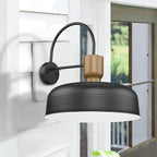 Outdoor Barn Light Gooseneck Barn Light, Farmhouse Exterior Wall Mount Light Vintage Wall Lighting Fixture Industrial Sconce Lantern for Porch, Entryway, Garage, Black, 1 Pack, Large