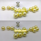 100PCS Yellow Faux Pearls Beads for Centerpiece Vases, Vase Filler Faux Pearls, No Holes Filler Beads for Party Anniversary Birthday Wedding Table Decor, 14/20/30mm