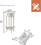 HOMPUS Vintage Round End Table with Lower Shelf, No Assemble Required Farmhouse Night Stand, Tall End Table with Drawer, White Nightstand Bedside Table for Bedroom, Small Spaces, Distressed Off-White
