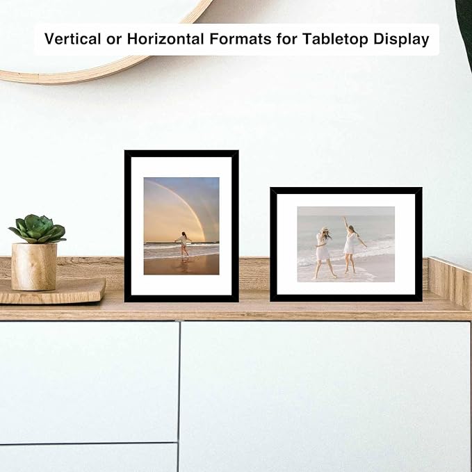 12 Packs A4 Picture Frames, Display 6x8 with Mat or 8.3x11.7 Without Mat, Gallery Wall Frame Set, 8.3 by 11.7 Frames Bulk Set of 12 Collage Wall Decor Photo Frames Set for Wall and Tabletop, Black