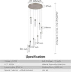 Pendant Lighting for Kitchen Island,High Ceiling Chandelier, Modern Chandelier Light Fixtures, Raindrop Chandelier Dimmable Lighting Large Living Room Chandelier Staircase Foyer,9 Lights……