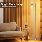 Floor Lamps for Living Room - Industrial Standing Lamp with Glass Shade, Modern Floor Lamp with LED Bulbs, Tall Lamp for Bedroom Office - Brushed Nickel