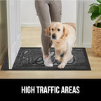 GORILLA GRIP 100% Waterproof All-Season WeatherMax Doormat 35x23, US Designed Natural Rubber, Stain and Fade Resistant, Low Profile Indoor Outdoor Door Mats, Easy Clean Patio Mat, Charcoal Hello