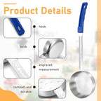 16 Pcs Portion Control Serving Spoons, Restaurant Measuring Serving Ladle Utensils, Portion Control Slotted Scoops for Weight Loss, Solid and Perforated Scoops(4 Colors,4 Sizes)
