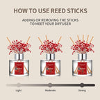 Reed Diffuser Set - 3.38oz (100ml) Red Fruit Scent Essential Oil Air Freshener with 6 Reed Sticks| Long-Lasting Aromatherapy for Home, Bathroom, Office Decor