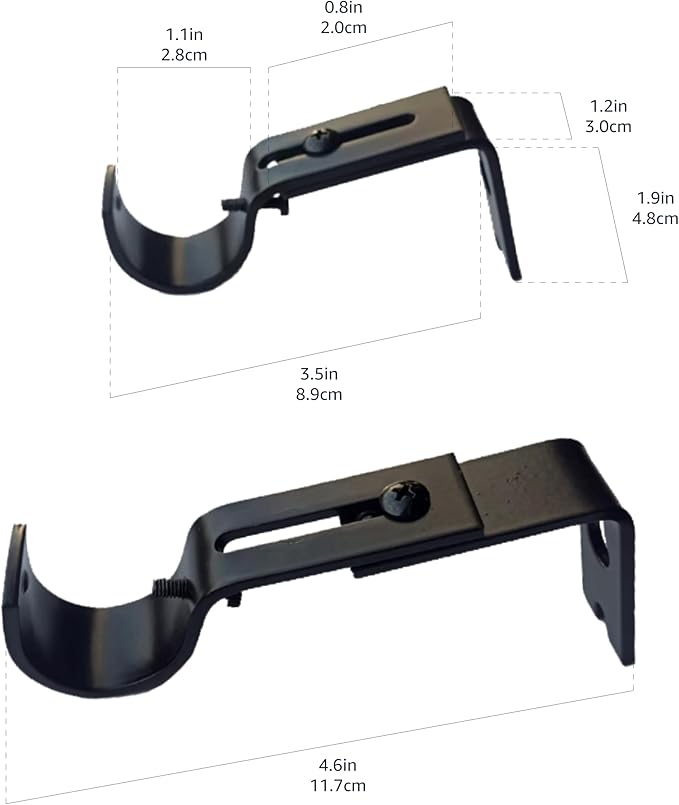 Amazon Basics Adjustable Curtain Rod Wall Bracket Hooks, Set of 2, Dark Bronze (Espresso)