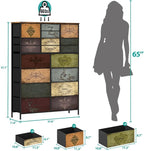 Dresser for Bedroom with 18 Drawers, Tall Fabric Storage Dresser, Chest of Drawers for Closet, Nursery, Bedside, Living Room, Laundry, Entryway, Hallway (Pattern)