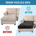 H.VERSAILTEX Velvet Stretch Individual Chaise Cover Sectional Couch Covers for L Shaped Sofa Both Left/Right Furniture Protector Seat Cushion Sofa Cover (1 Piece Chaise Cover, Black)