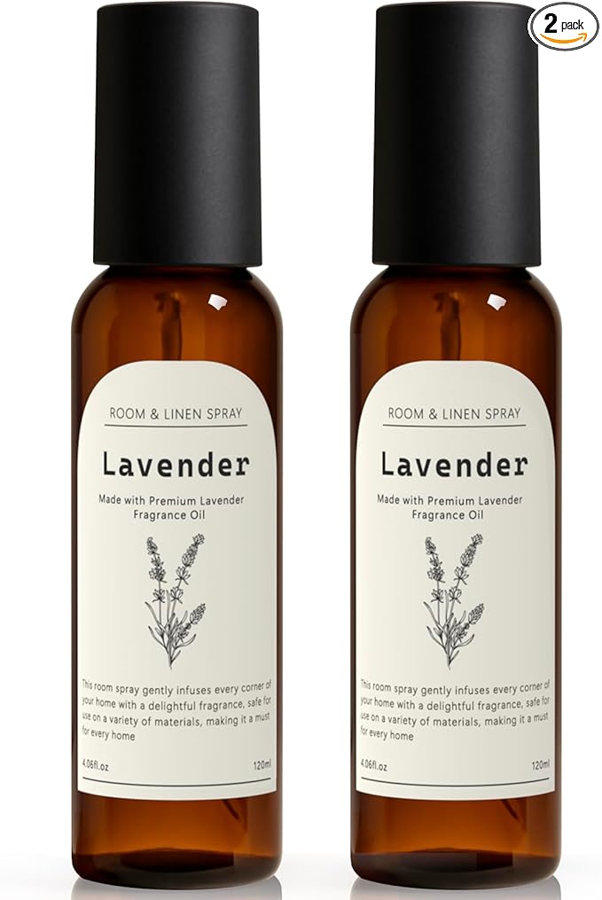 Linen and Room Spray, Lavender Room Fragrance Spray, Air Freshener Spray, Air Fresheners for Home, Bathroom, Bedding, Each 4.06 fl oz (2 Pack)