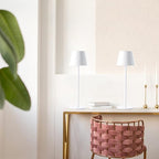 Maksone 2 Pack LED Cordless Table Lamp, 6600mWh Rechargeable Battery Desk Lamp, 3000K Stepless Dimming Night Light, IP54 Waterproof Metal Outdoor Portable Lamp for Camping, Restaurant (White)