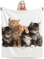 HGOD DESIGNS Cats Throw Blanket Ultra Soft Warm All Season Kittens Family Cats Decorative Fleece Blankets for Bed Chair Car Sofa Couch Bedroom 50"X60"