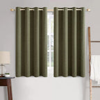 MIULEE Linen Texture Curtains for Bedroom Solid 100% Blackout Thermal Insulated Light Olive Green Curtains Grommet Room Darkening Drapes for Living Room Nursery 52x63 Inch (2 Panels)
