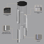 Modern Kitchen Island Dimmable Pendant Light Fixture Black 144W LED Pendant Lights 8 Rings Rectangular Chandelier Staircase Large Chandelier Lobby Living Room Foyer High Ceiling Chandeliers