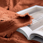 Simple&Opulence 100% Cotton Throw Blanket for Bed, Couch, Boho Luxury Geometric Woven Blanket with Tassels Soft Lightweight Cozy Breathable, Vintage Farmhouse Decoration for All-Season(Rust Orange)