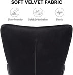 Nalupatio Mid Century Modern Accent Chair, Velvet Upholstered Armchair with Metal Legs, Tufted Button Wingback Side Chair, High Back Reading Chair for Living Room Bedroom, Black