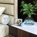 HELPLEX Acrylic Frame, 5 Pack 4x4 Inch Picture Frames, 20mm Thicker Frameless Clear Double Sided Magnetic Free Standing Desktop Display Stand