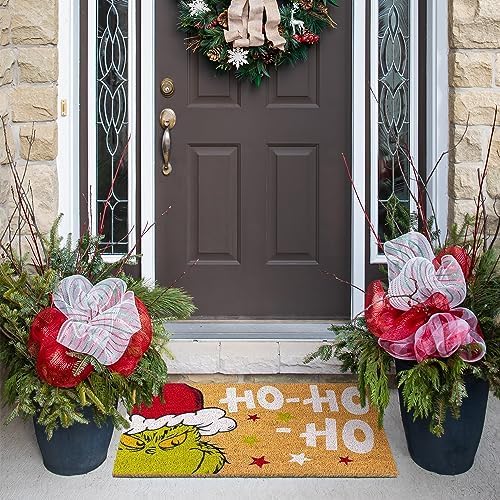Gertmenian Disney Mickey Mouse Doormat Rug Retro Front Door Coir Mat Welcome Home Indoor Outdoor Entryway Carpet, 2-Pack 20x34, The Grinch Ho Ho Ho/Santa