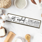 Humorous Decor for Bathroom, Get Naked Unless You're Just Visiting Sign, Funny Bathroom Box Sign, Rustic Wood Framed Signs, Modern Farmhouse Home Decoration, Restroom Decor 14.9 * 3.3 * 0.9 inches