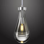 Raindrop Pendant Lights Kitchen Island Teardrop Chrome Hanging Light Fixtures Clear Solid Glass Pendant Light Modern Chandeliers for Dining Room Porch Corridor Living Room…