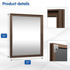 WEER Retro Copper Bathroom Mirror, 36x30 Inch Bronze Oil Rubbed Framed Mirror, Rectangle Classic Vintage Framed Wall Mirror, Farmhouse Vanity Mirror, Tempered Glass, Vertically or Horizontally