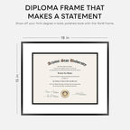 Homeforia 15x18 Diploma Frame Black, High End Metal 15 x 18 Black Certificate Frame with Mat 11 x 14, 18x15 Document Frame Matted to 11x14, Graduation Degree Frames, Tempered Glass, Wall Kit, Set of 1