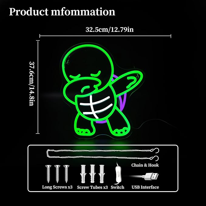 Turtle Neon Sign Led Neon Lights Neon Signs for Wall Decor Light Up Sign for Birthday Party Club Gift