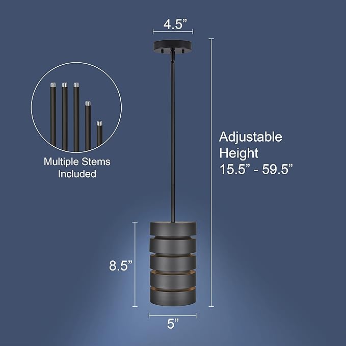 Linea di Liara Macchione Matte Black Pendant Light Fixtures Modern Pendant Lighting for Kitchen Island, Dining Room and Over Sink Lighting Hanging Fixture Industrial Mini Pendant Light, UL Listed