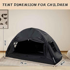 Bed Tent for Kid Twin Size Bed Canopy,Sensory Breathable Privacy Space Sleeping Drafty Room Dream Tents Indoor Play Tent Black-Out Kid Sleep Tent（Black,Full）